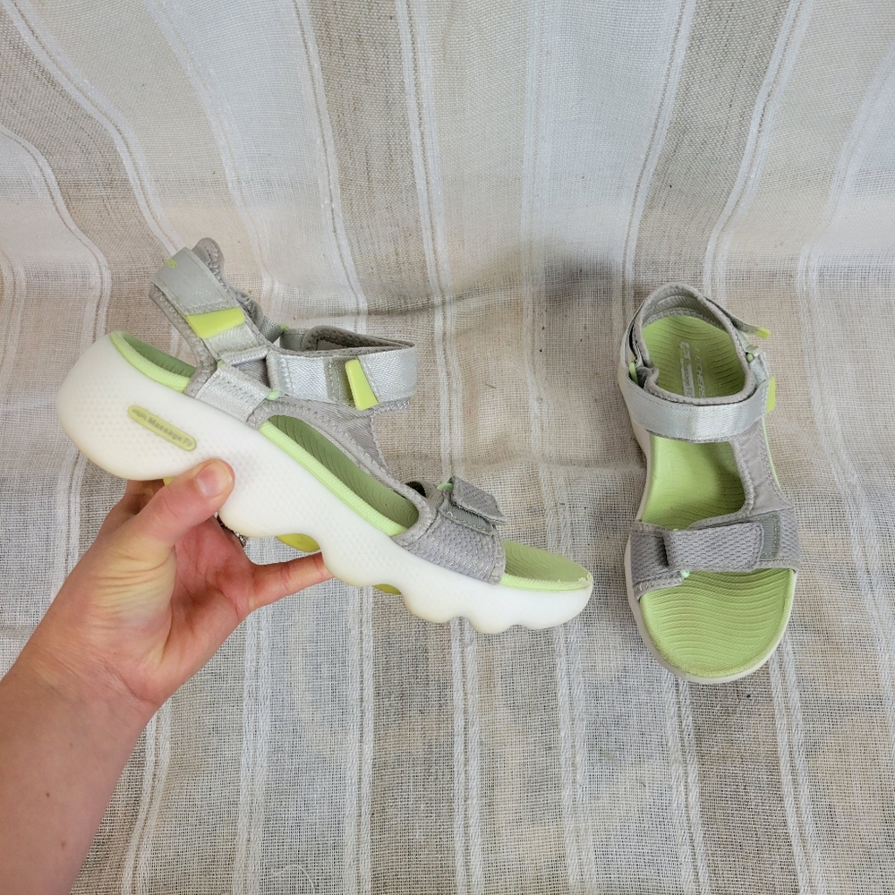 Skechers Go Walk Massage Fit‎ Expressive Sandals Gray Green Size 7